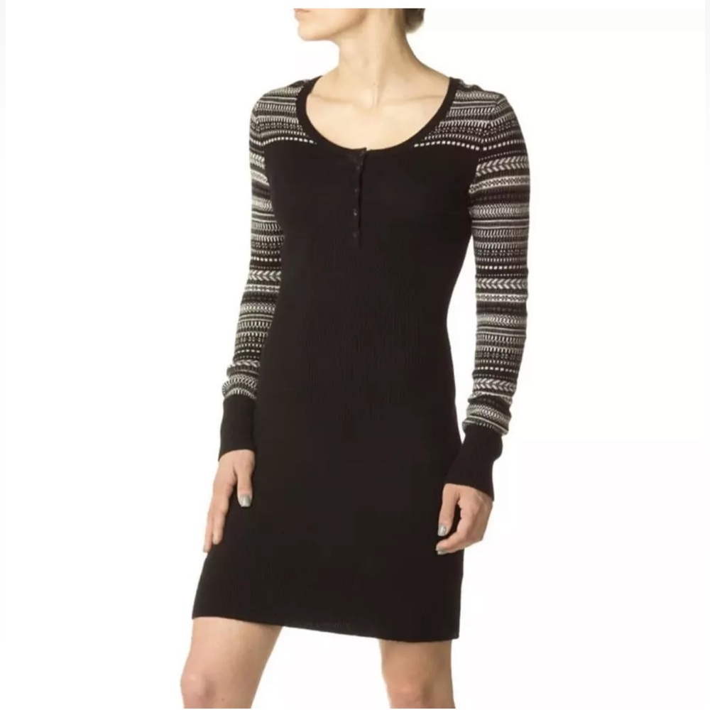 Patagonia Rios Secret Wool Blend Sweater Dress Black White Fair Isle Size S